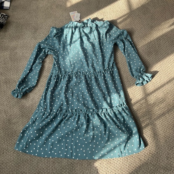 Lularoe Annabelle Ruffled Polka Dot Womens Dress - Teal NWTNW - Picture 2 of 3